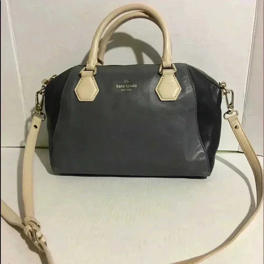 Kate Spade grey leather satchel handbag